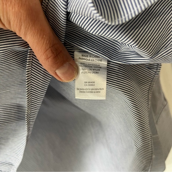 Theory Striped Essential Button-Down Shirt, Size P/PT - Picture 3 of 5